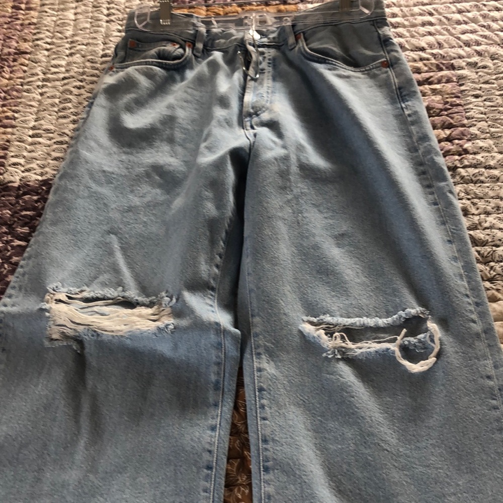 MANGO Wide straight Leg high waist jeans for women Size 12